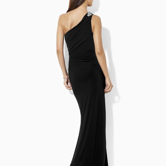Ralph Lauren Black Ruched Jersey Gown - Picture 4 of 4